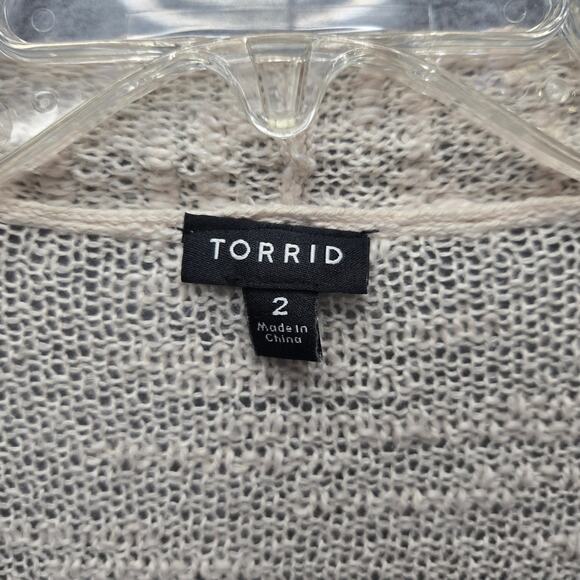 Torrid Ivory Fringe Poncho Cardigan Sweater Size 2X - Picture 4 of 6